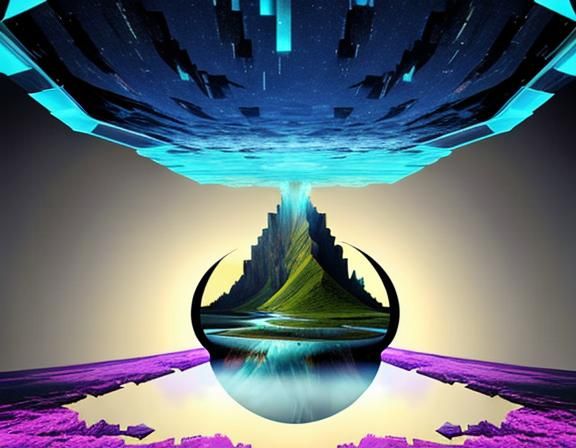 Surreal Broken Landscape: Topsy Turvy Glitch Art
