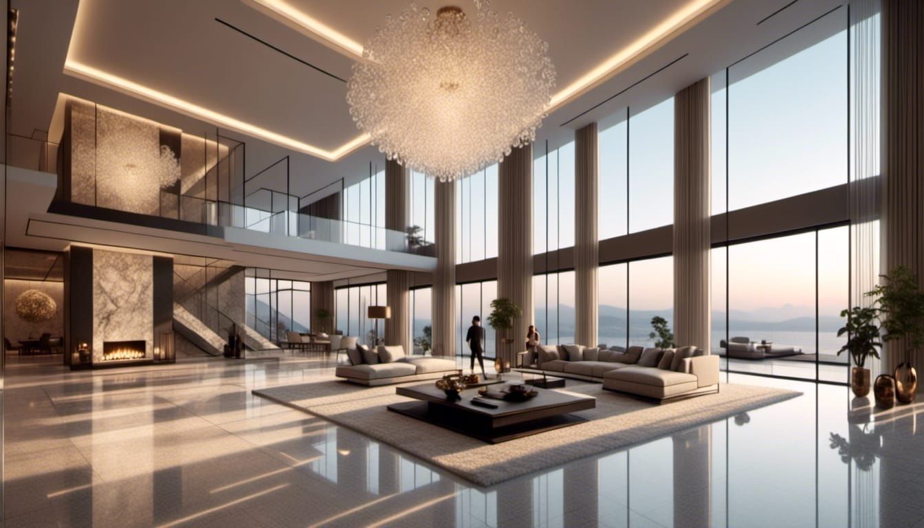 Luxury Interior Design with Golden-Hour Lighting