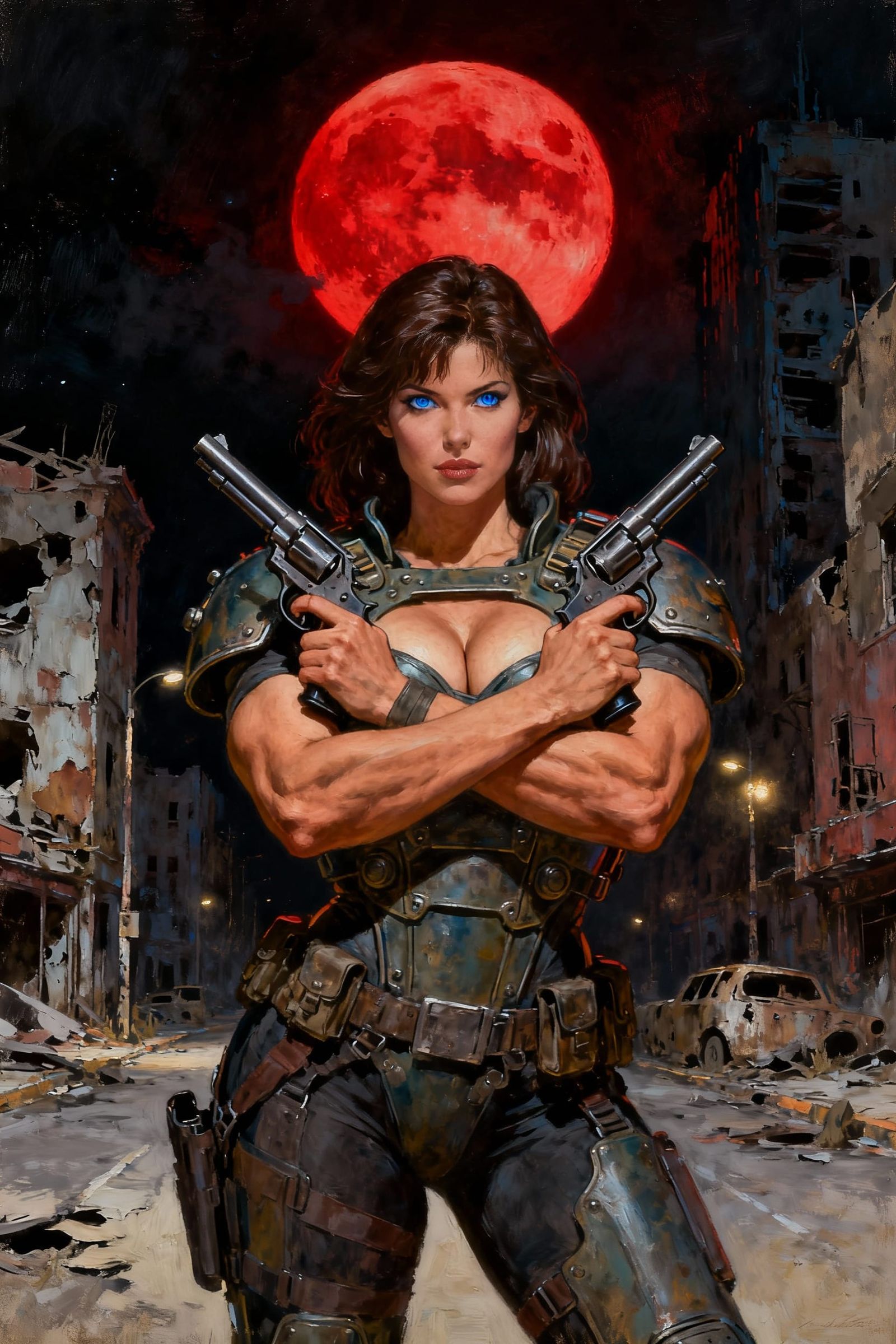 Fallout-Style Warrior Woman in Post-Apocalyptic City