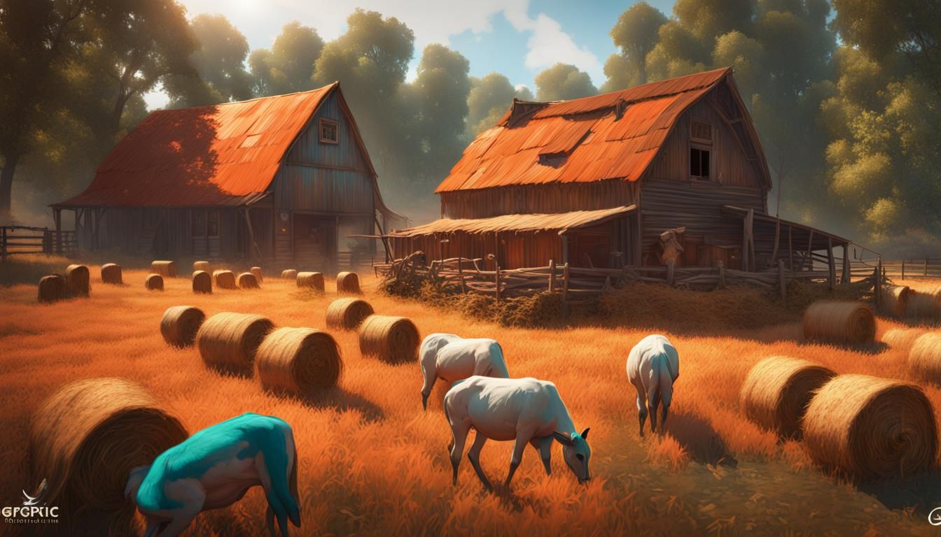 1846 Farm Scene in Ferric Colors