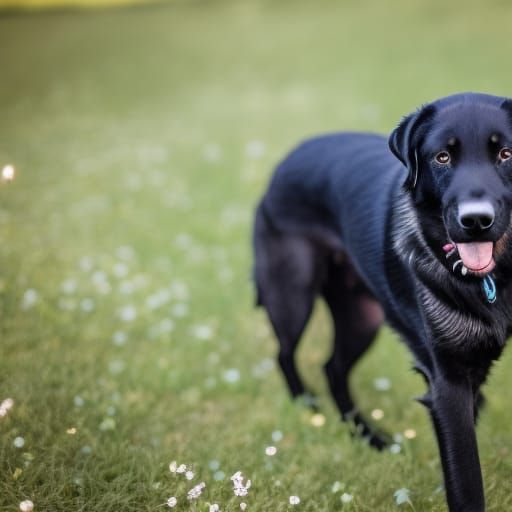 Cute Black Lab Shepherd Mix Portrait in 4K