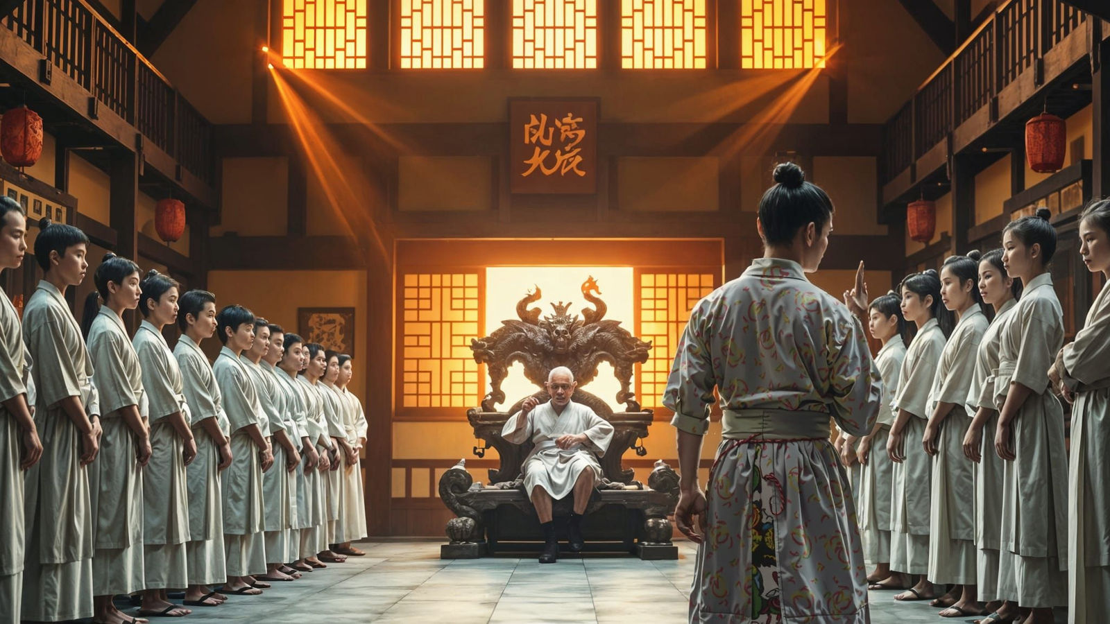 Hyperrealistic Dojo Scene with Challenger