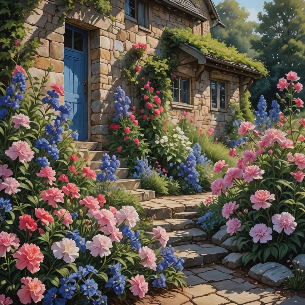 Larkspur and Carnations Watercolor Painting