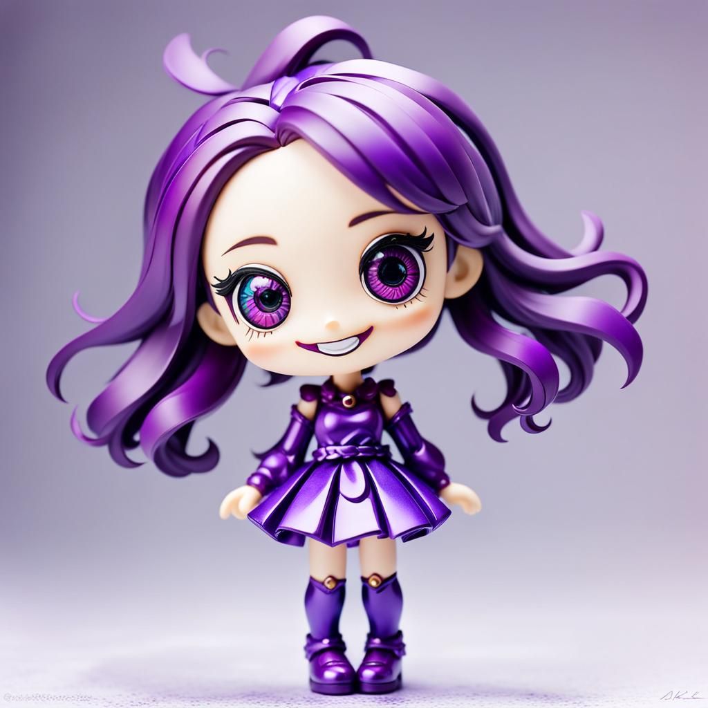 Cute Purple-Eyed Chibi Art Toy Figure