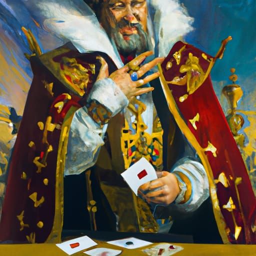 King of Diamonds Card in Oil Painting