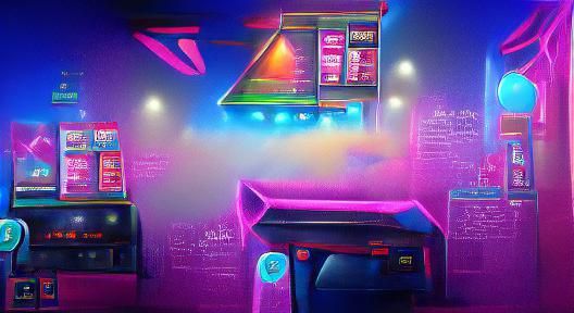 Vaporwave Arcade Poster Art with Neon Lights