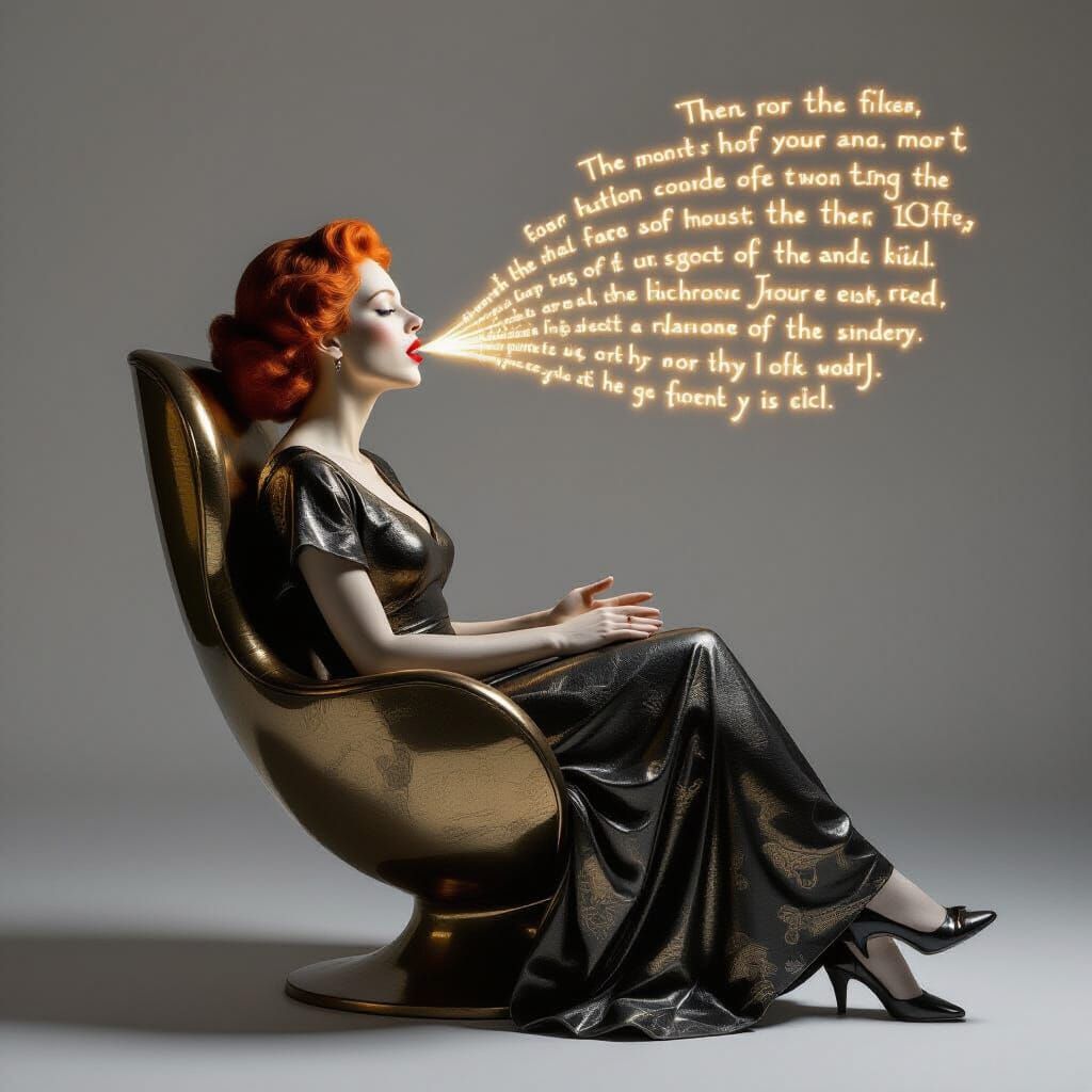 Sculptural Redhead Speaks Poetry in Polished Aluminum