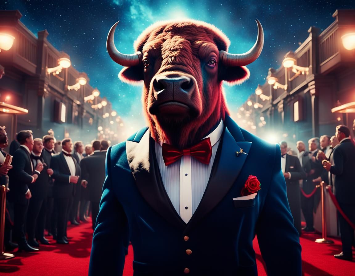 Cosmic Surrealist Bison at Movie Premiere