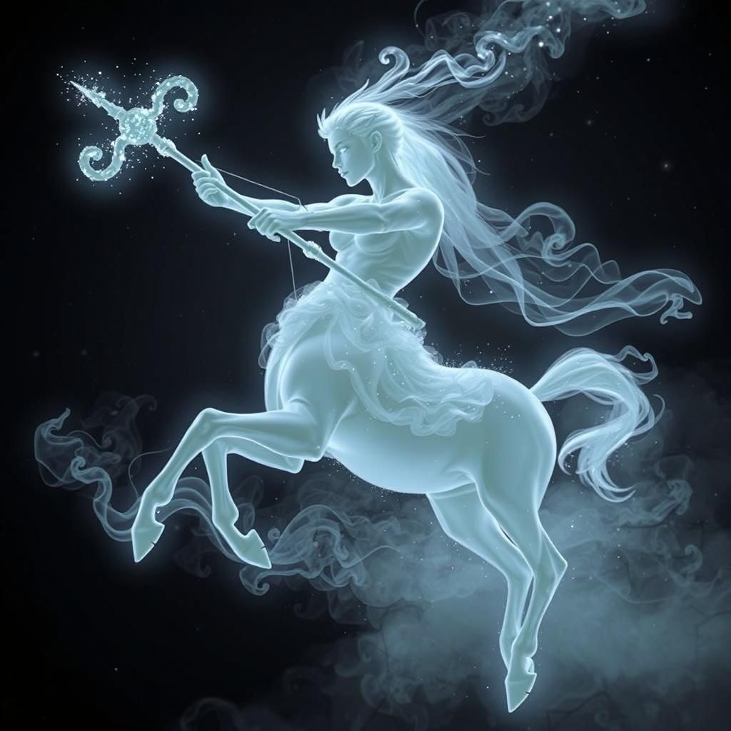 Ethereal Female Sagittarius Centaur in Cosmic Galaxy