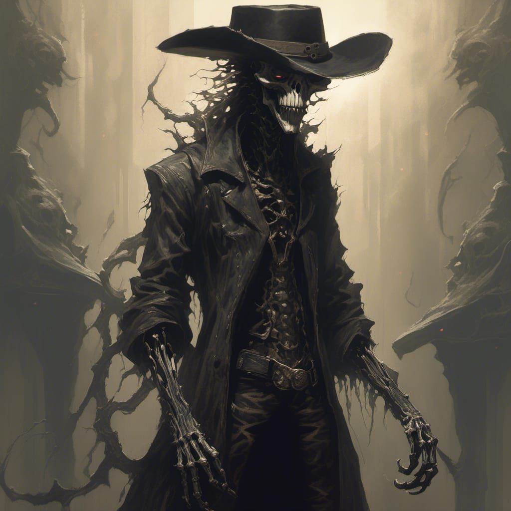 Mournful Alien Cowboy in Desert Ghost Town