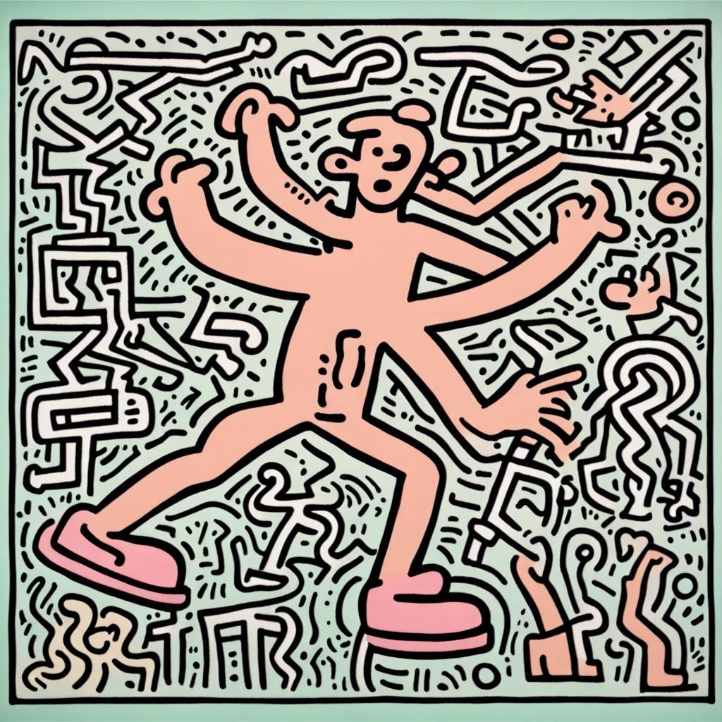 keith haring in pastel