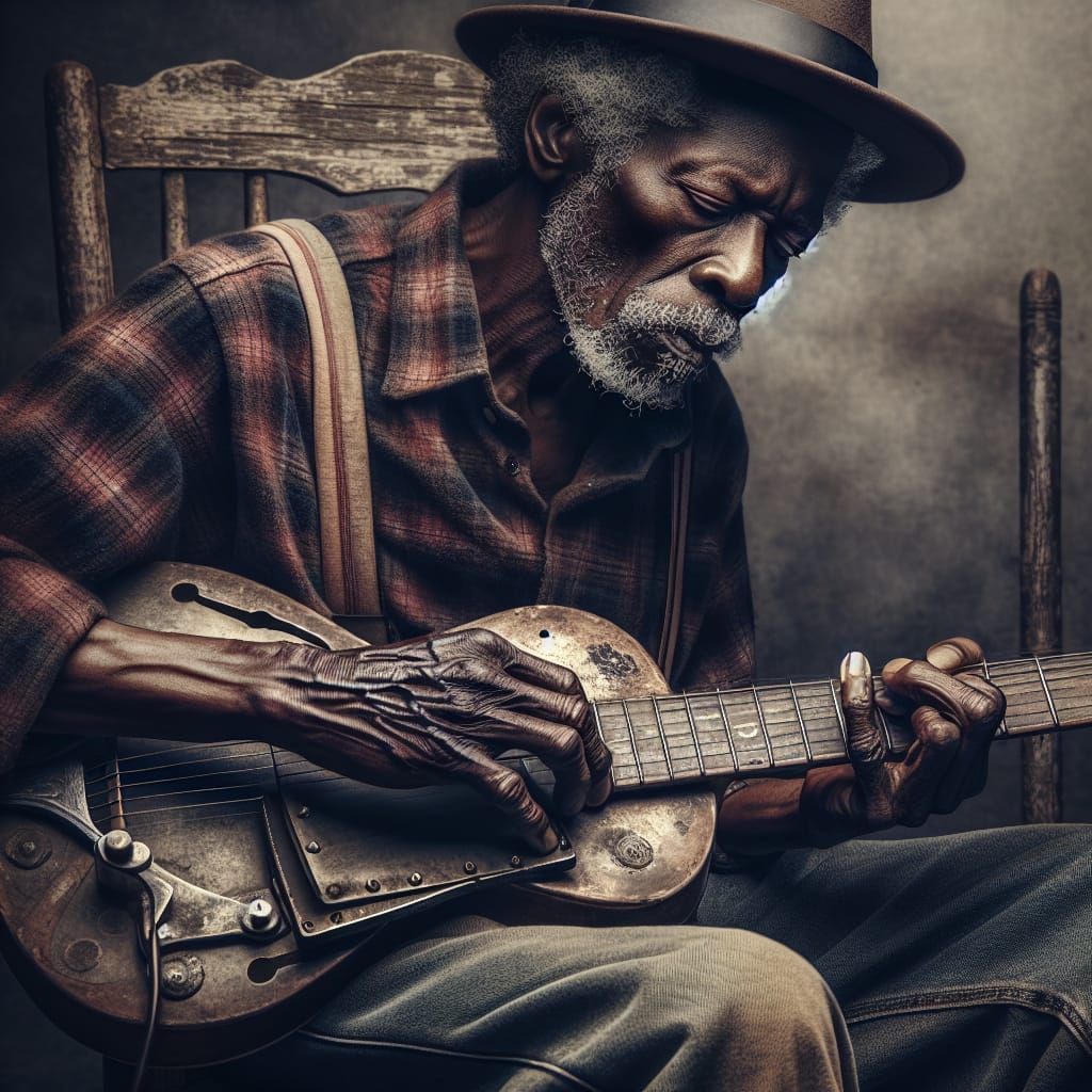 Aged Blues Legend Plays Slide Guitar with Soul