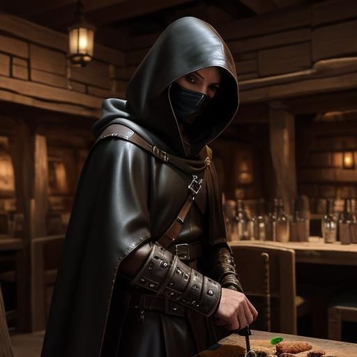 Masked Medieval Rogue in Detailed Digital Painting