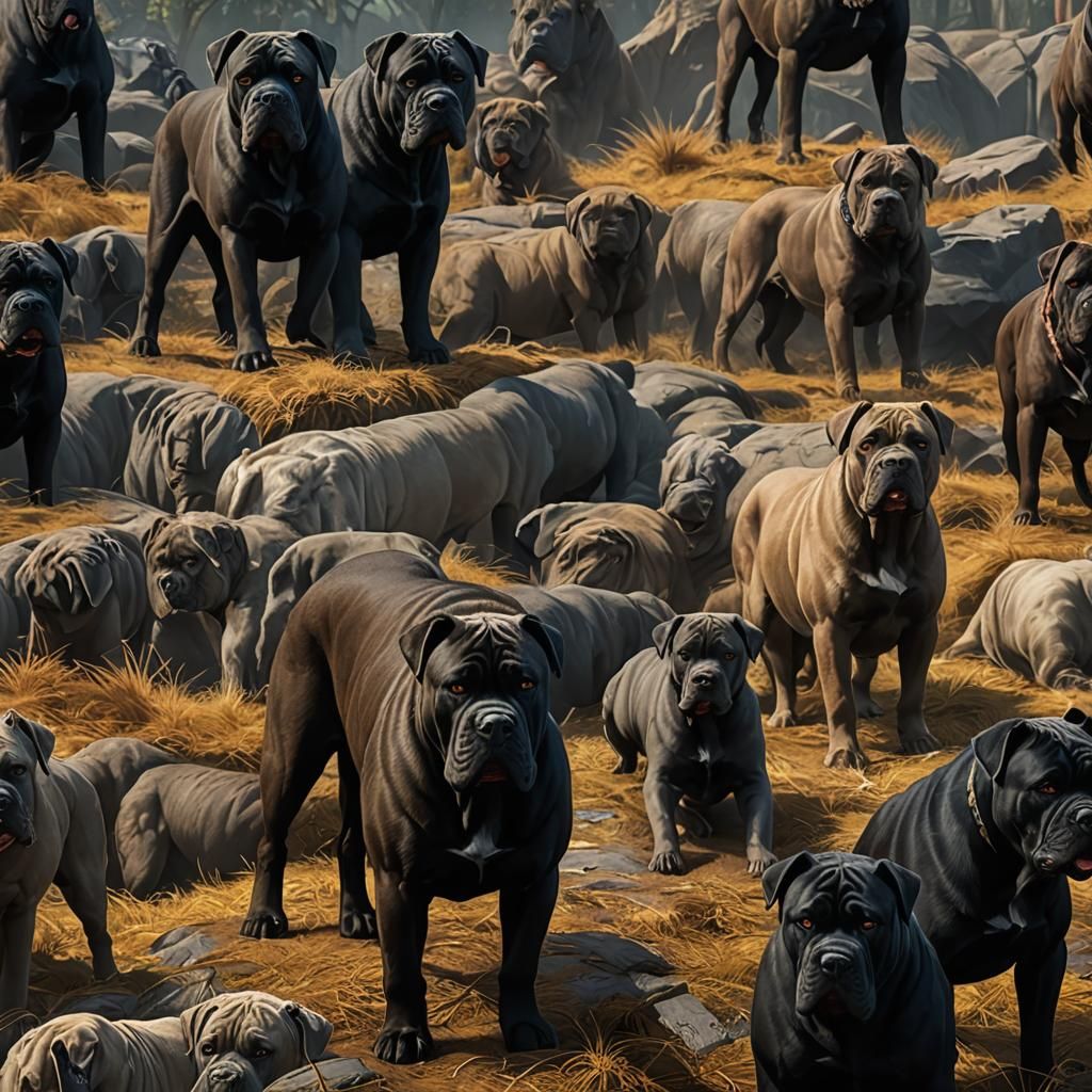 Detailed Matte Painting of a Cane Corso