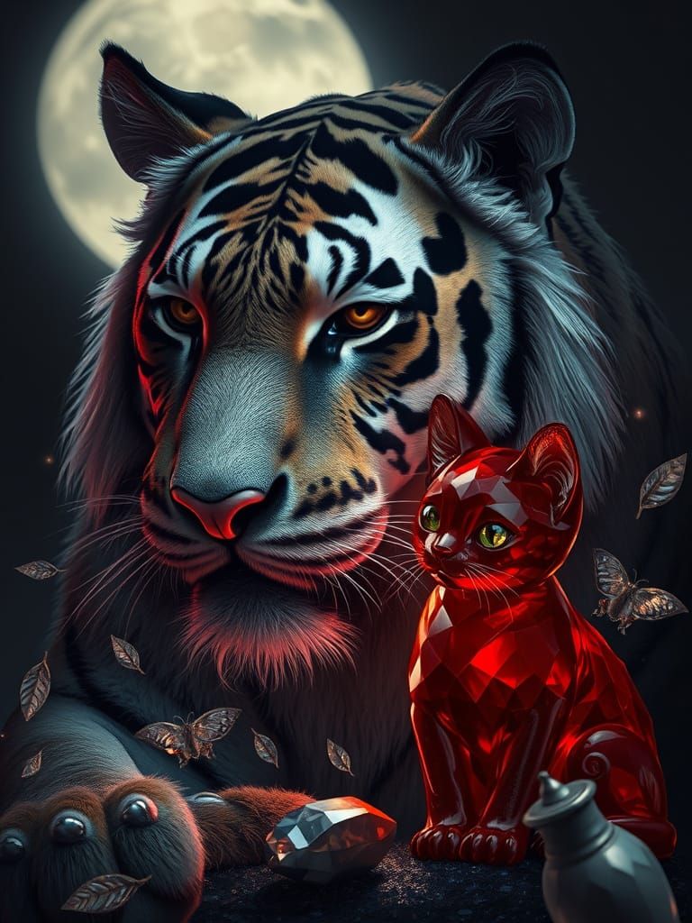 Regal Tiger in Futuristic Lunar Glow