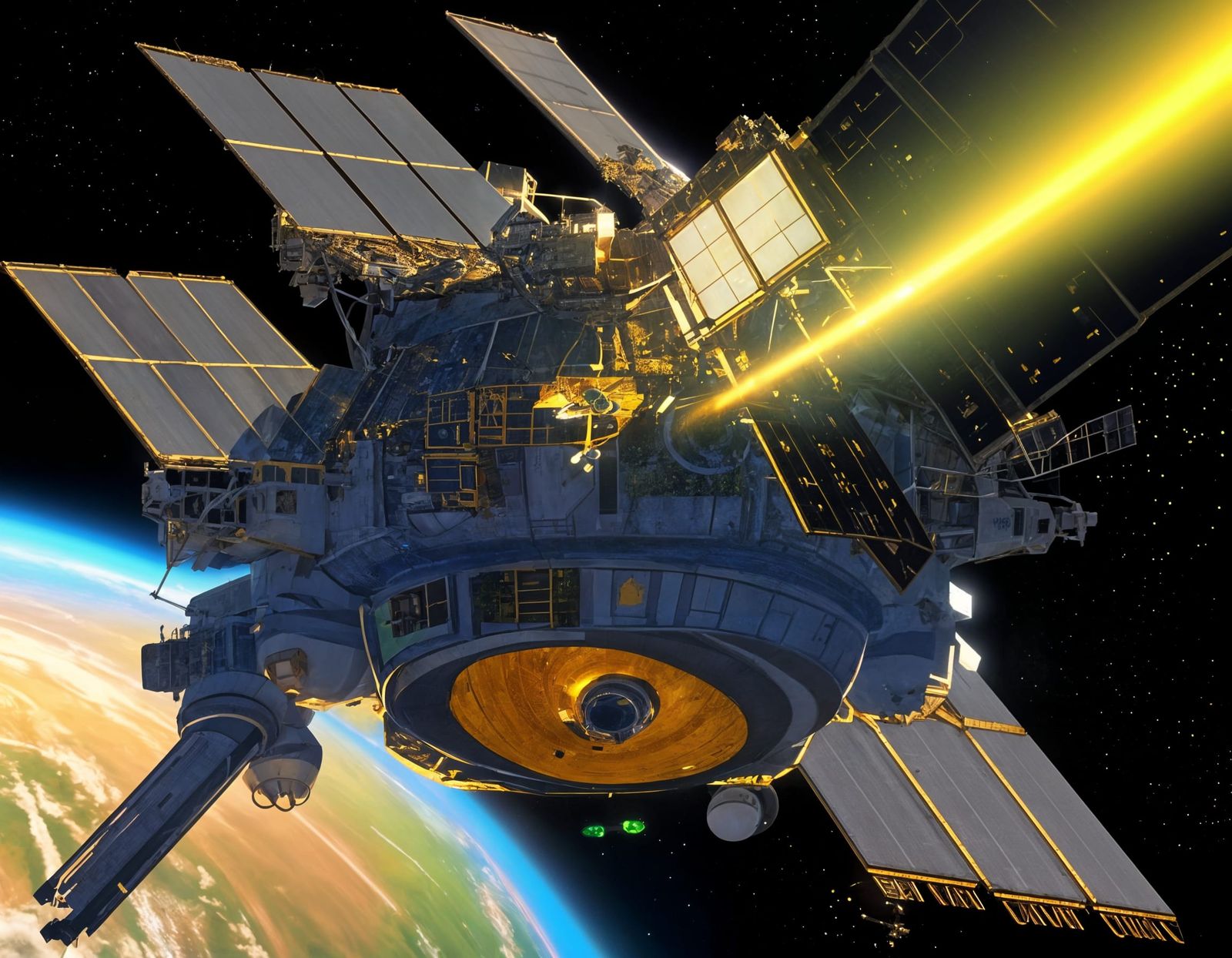 Epic Cinematic Space Station Orbiting a Lush Alien World