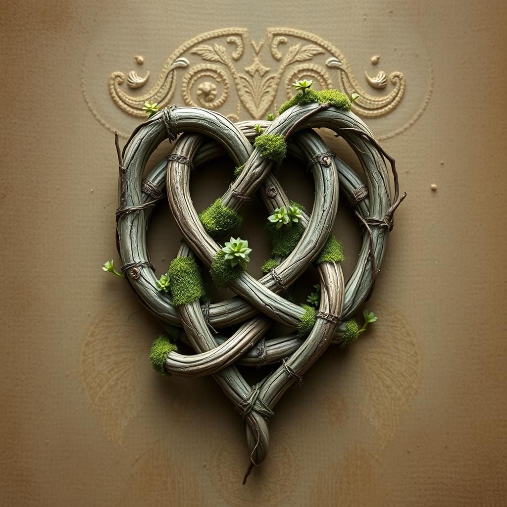 Celtic Love Knot Created from Intertwined Twigs