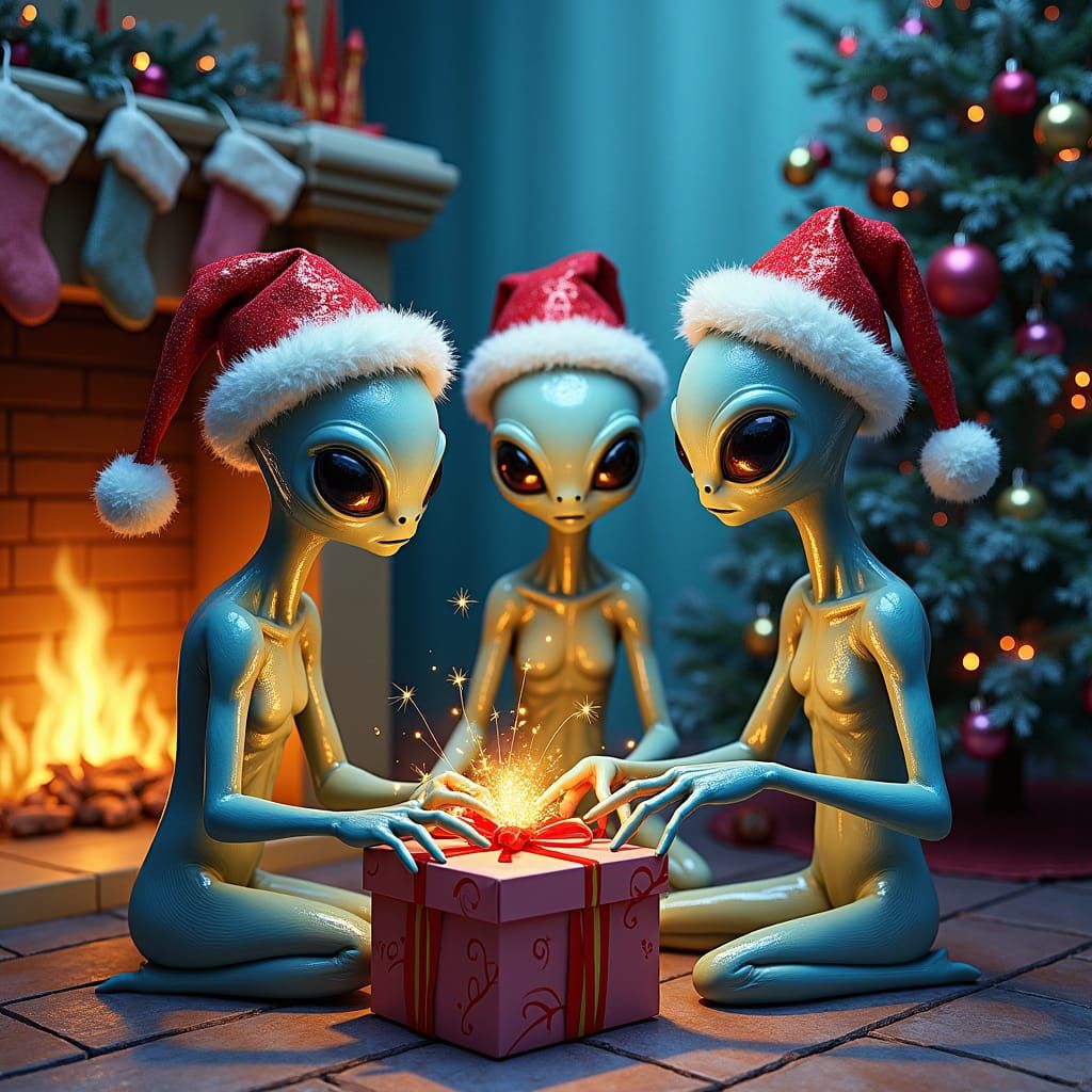Alien Grays Celebrate Christmas in Expressionist Style