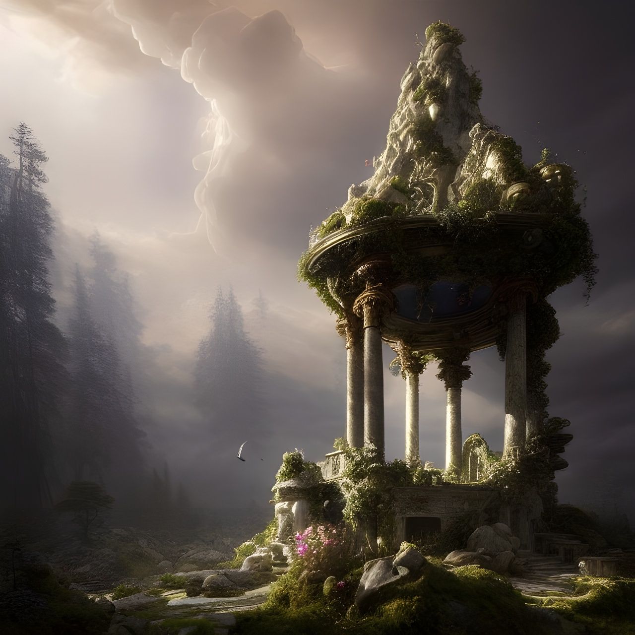 Fantasycore Marble Altar in the Clouds