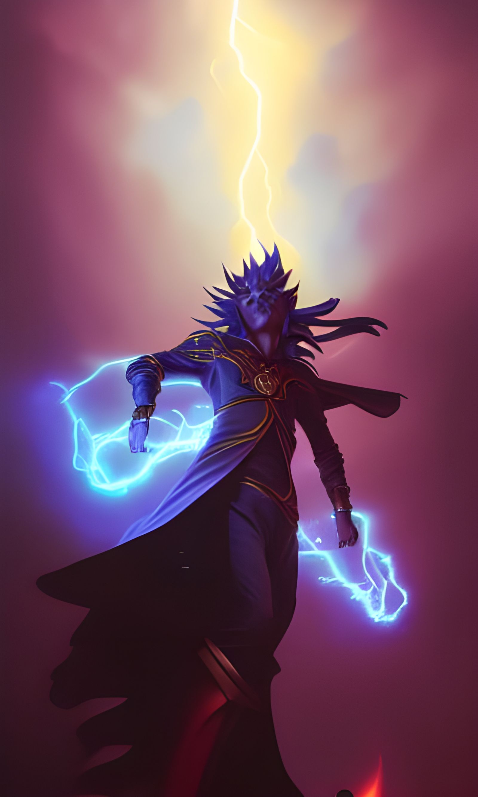 Hyperdetailed Lightning Sorcerer in Dark Fantasy Style