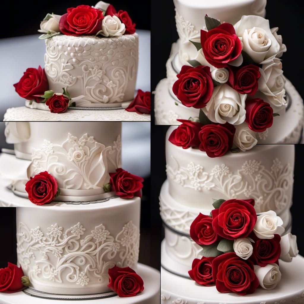 Single Tier Wedding Cake with Roses in HDR