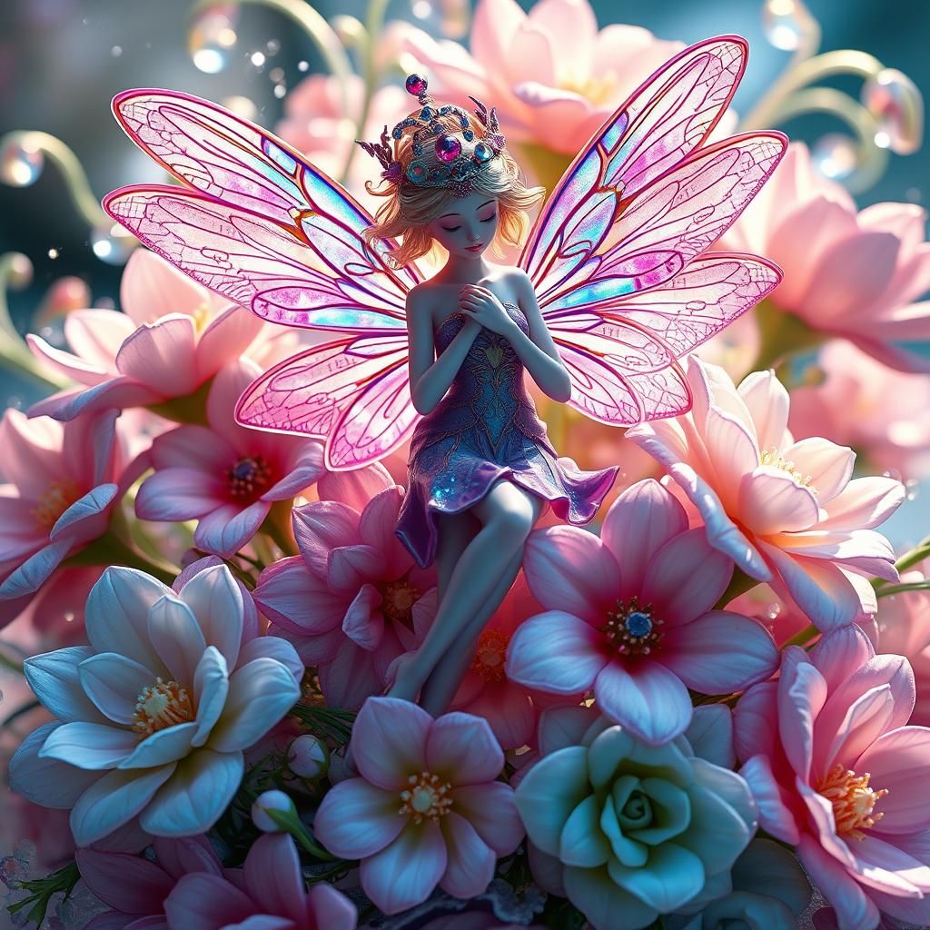 Enameled Glass Fairy Goddess in a Candyland Dreamscape