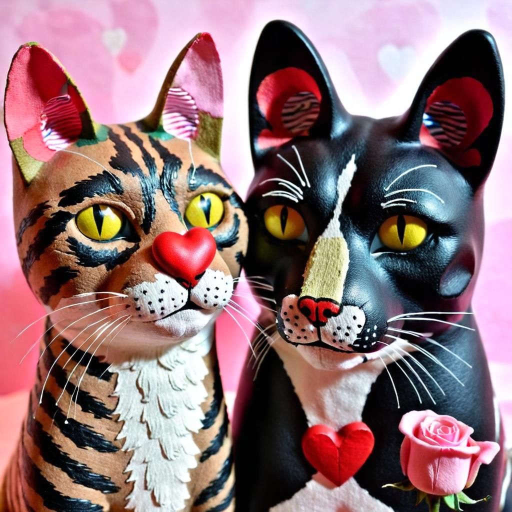 Cat sculpture in wood