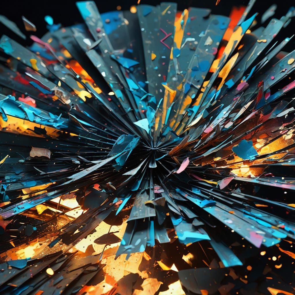 Explosive Splatter Fan in Abstract Expressionism