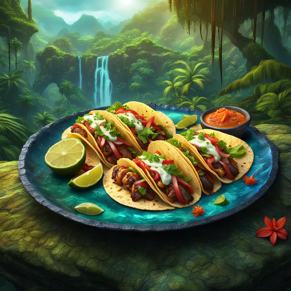Tacos in Rainforest: Detailed Matte Painting
