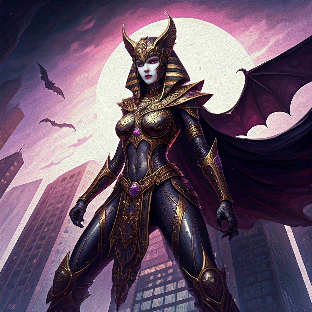 Gothic Retrofuturistic Vampire Warrior in Ancient Egyptian A...