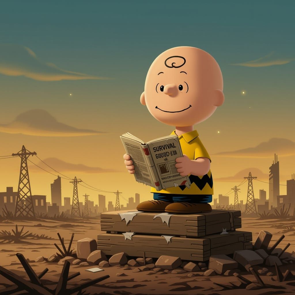 Optimistic Charlie Brown in Post-Apocalyptic World
