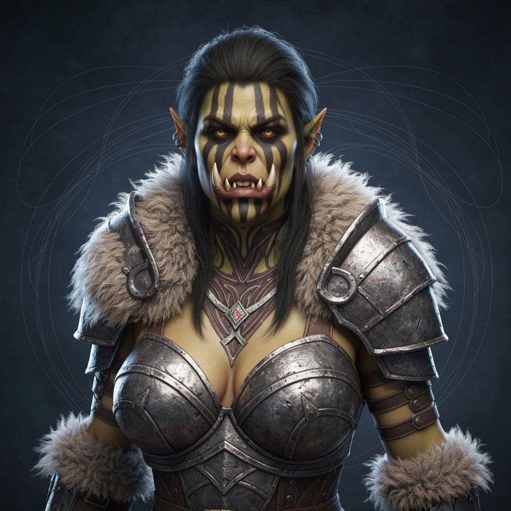 Epic Female Orc War Captain in Dark Fantasy Style