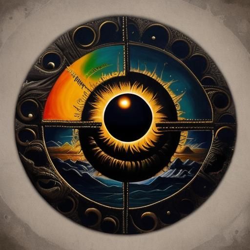 Inca Sun God Inti in Surrealist Style