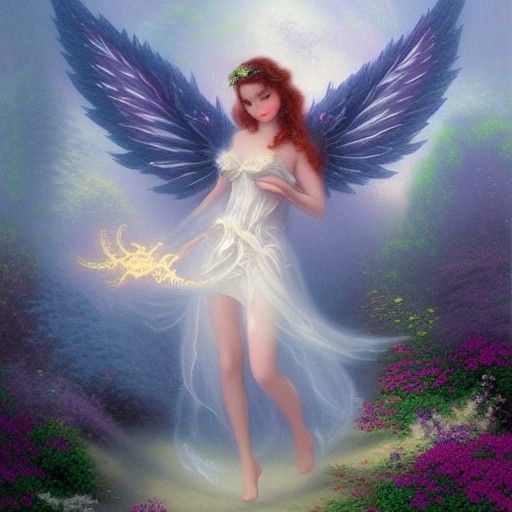 Ethereal Dark Fairy with Large Wings