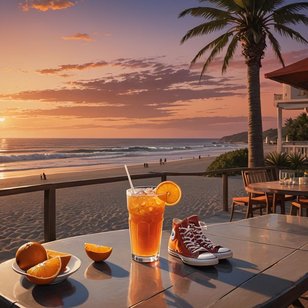 Orange Crush Beach Sunset: Fantasy Concept Art