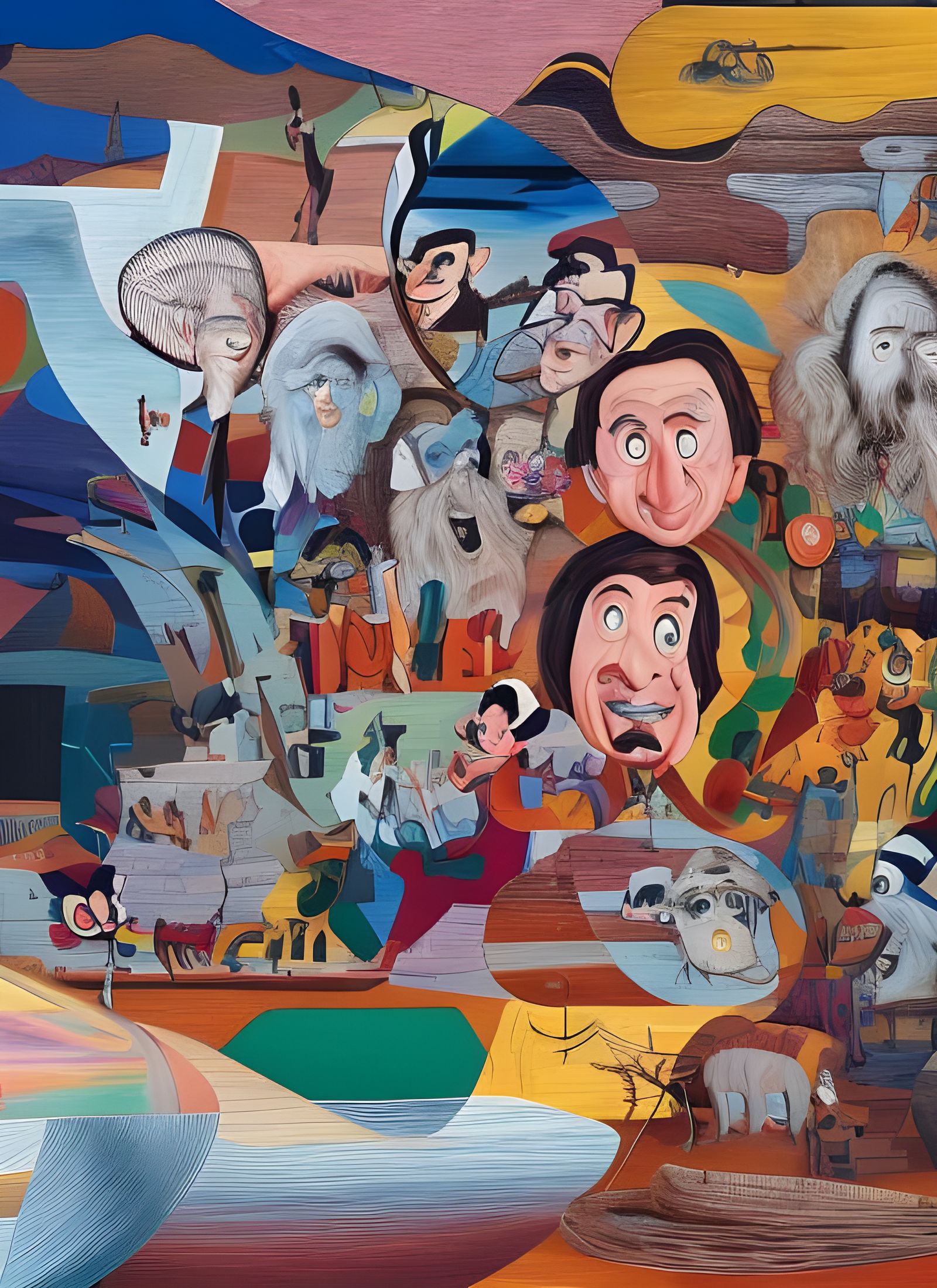 Abstract Faces: Hyperdetailed Surreal Folk Art