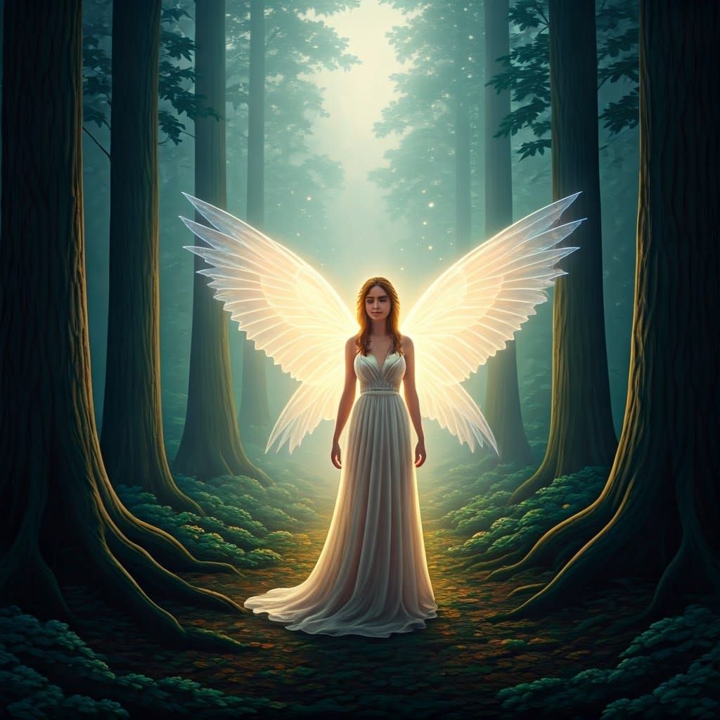 Ethereal Woman in Mystical Forest, Hyperdetailed