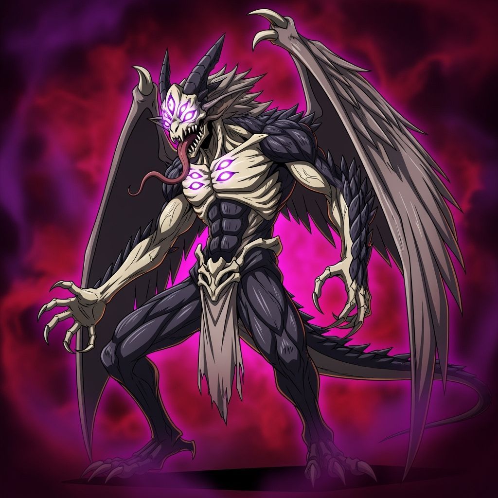 Demeras: Hybrid Eldritch Creature in Anime Style