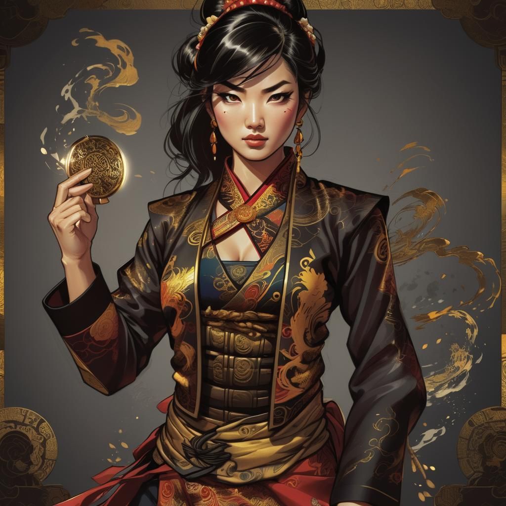 Asian woman, comic style