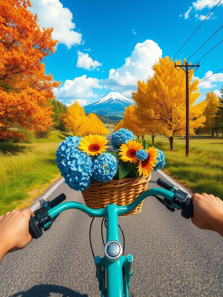 Picturesque Countryside Bike Ride in Studio Ghibli Style