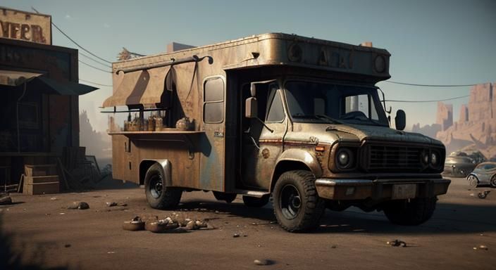Post-Apocalyptic Food Truck Pursuit in 3D Game Style