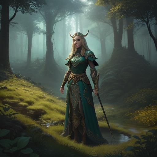 High Elf Thalia, Keeper of the Glen: Fantasy Art