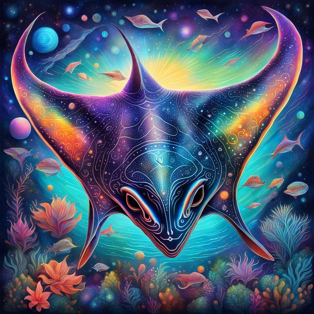 Cosmic Manta Ray in Holographic Mixed Media
