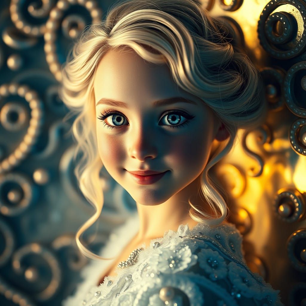 Exquisite Ice Princess Portrait in Elegant, Dreamlike Style