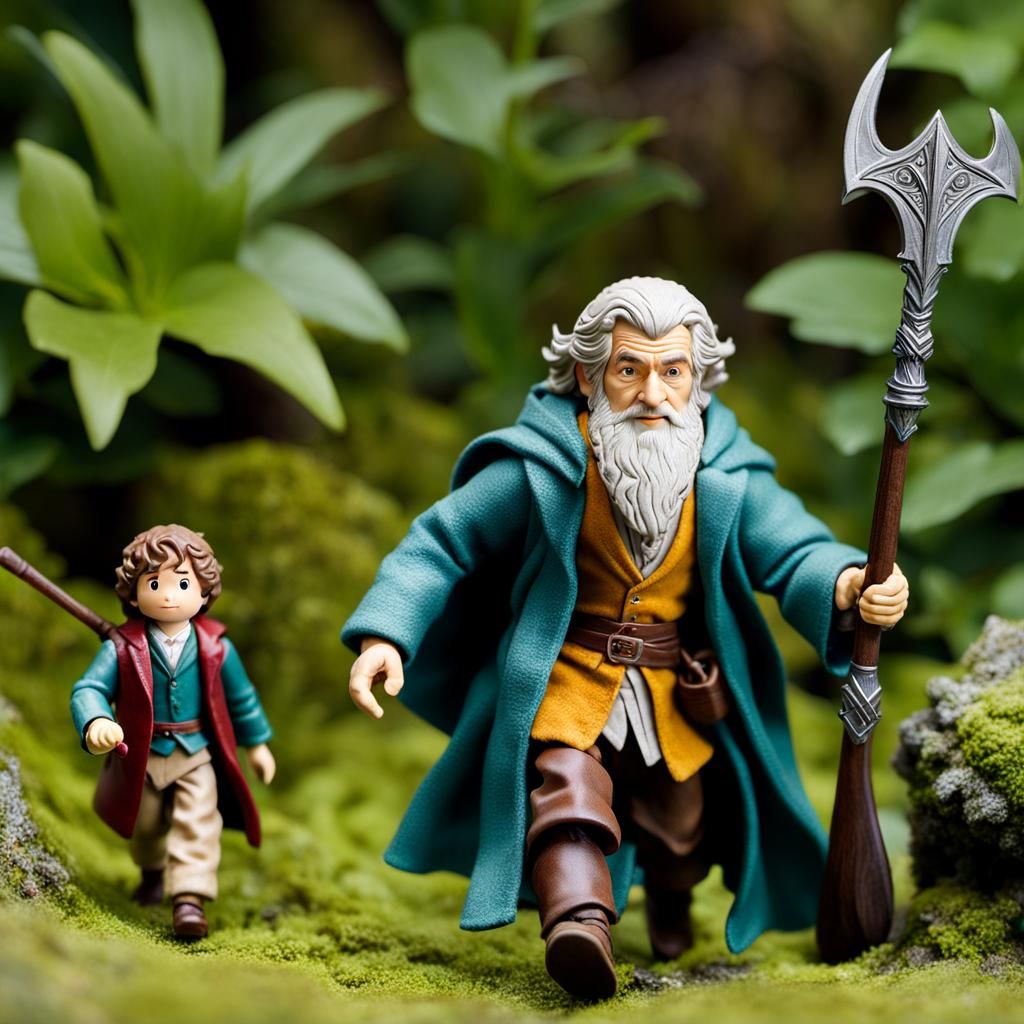 Bilbo and Gandalf Action Figures on Adventure