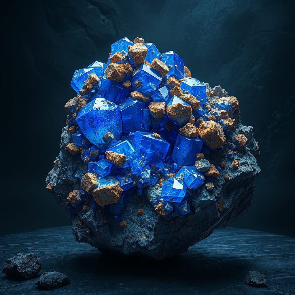 Sapphire Mineral Formation in Futuristic Realism