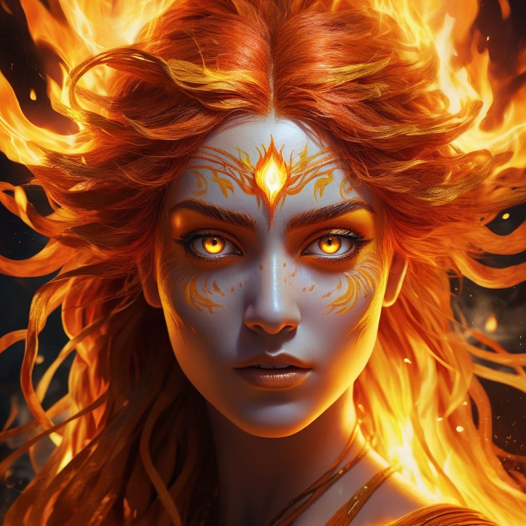 Fiery Goddess of Illusion: Fantasy Close-Up