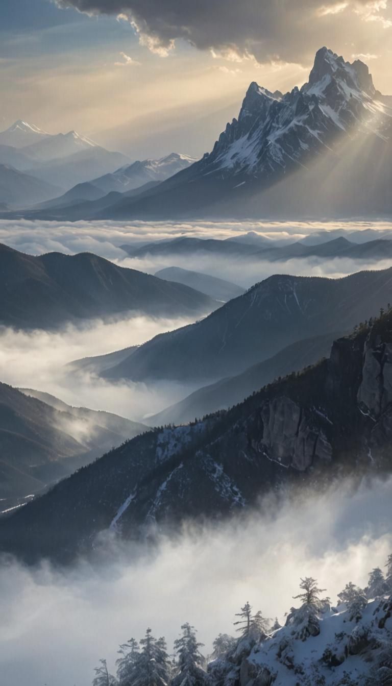 Mount Olympus: Epic Fantasy Landscape in Snow