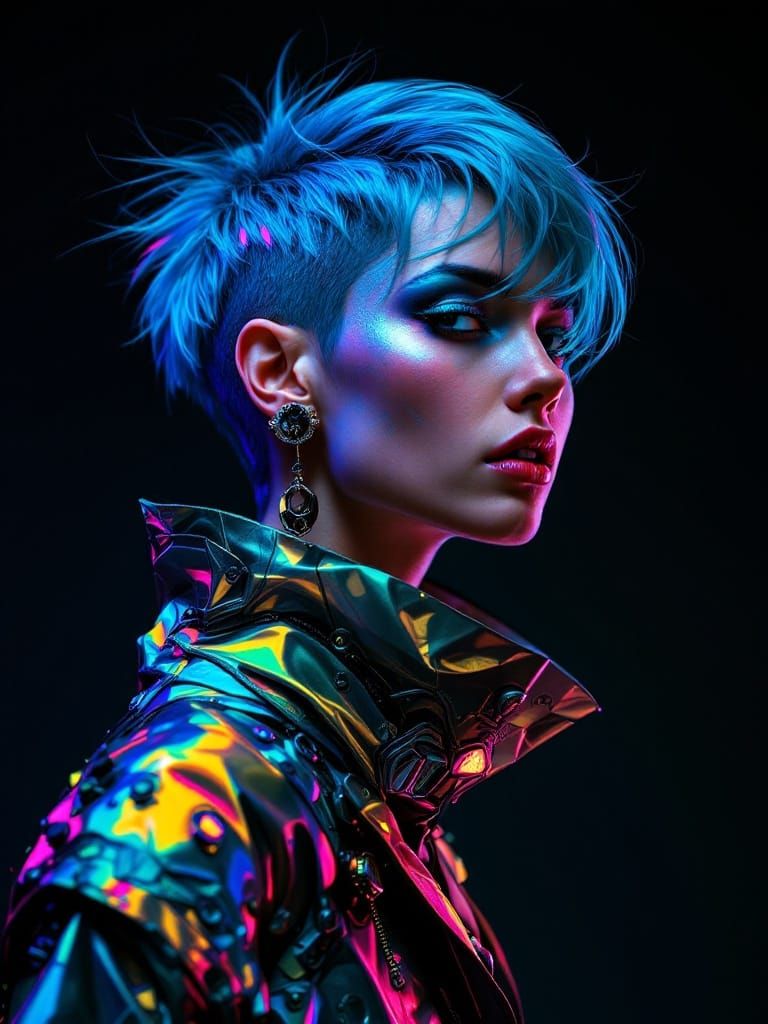 Cyberpunk Goddess in Vibrant, Hyperrealistic Detail