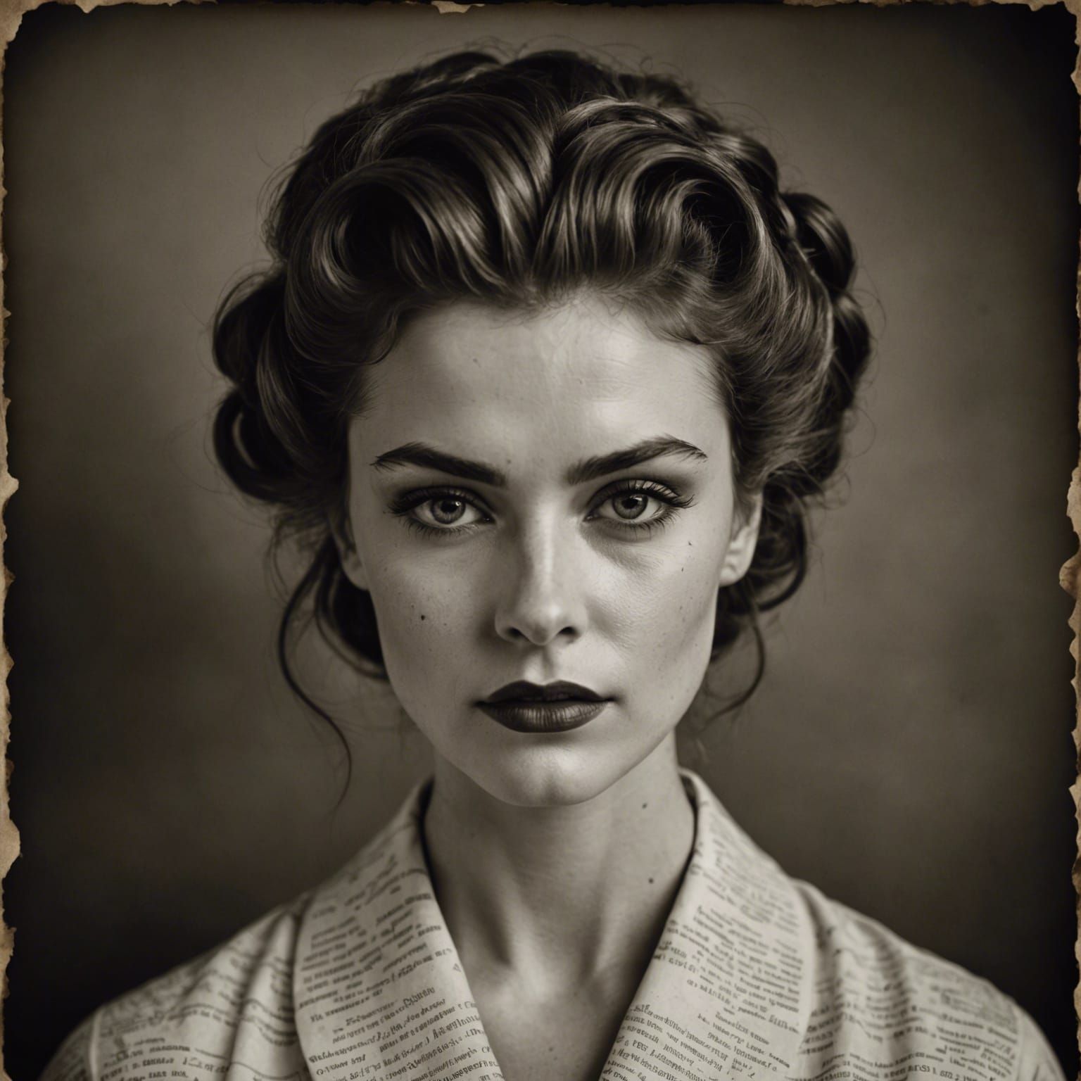 Elegant Woman with Vintage Hair in Sepia Tones
